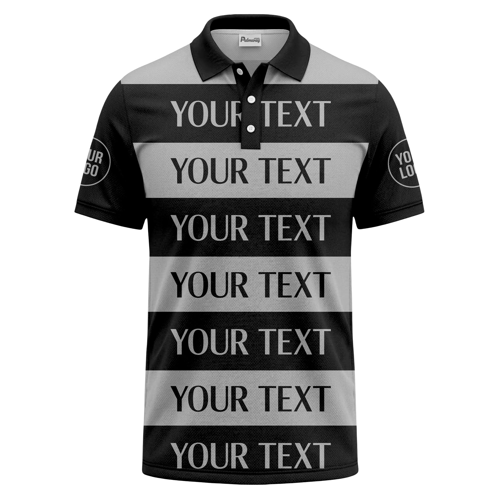 customizable text on bold horizontal stripes polo shirt