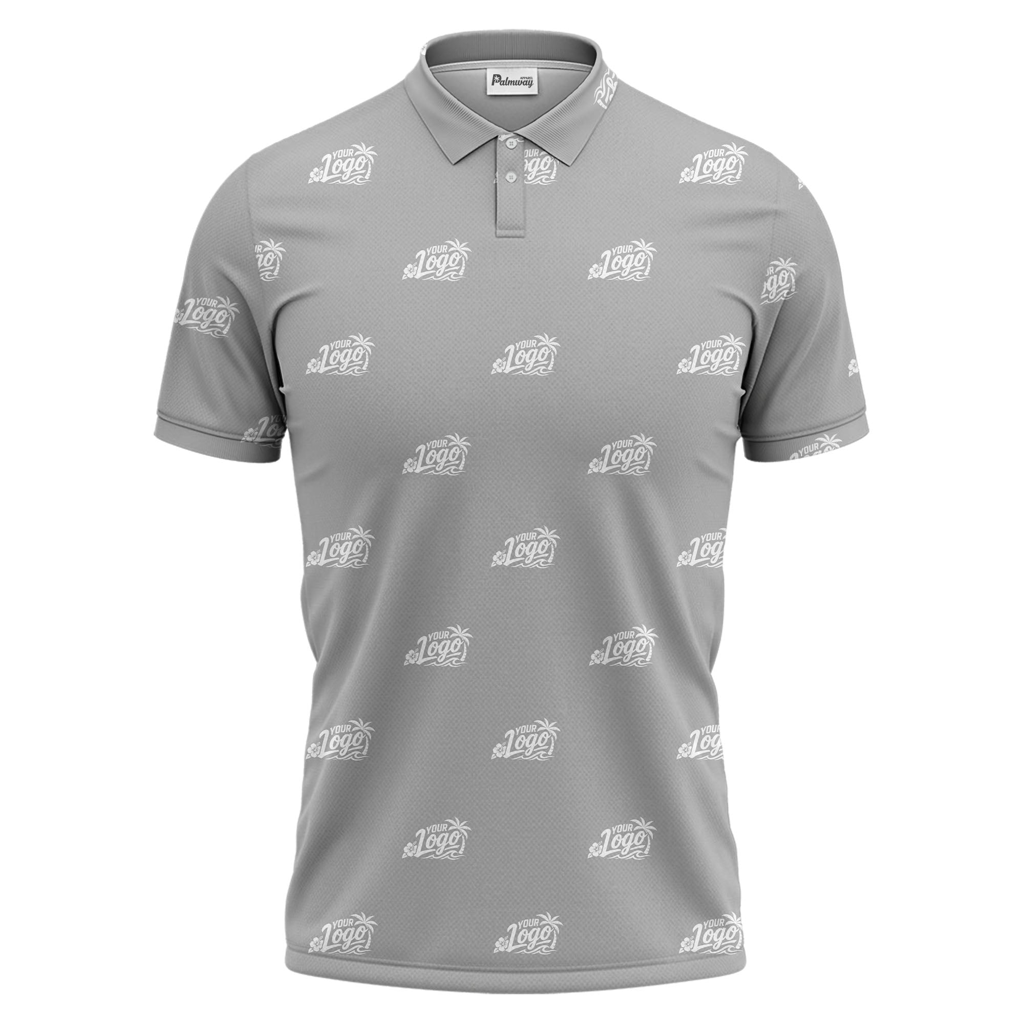 your logo repeat pattern black customizable professional polo shirt