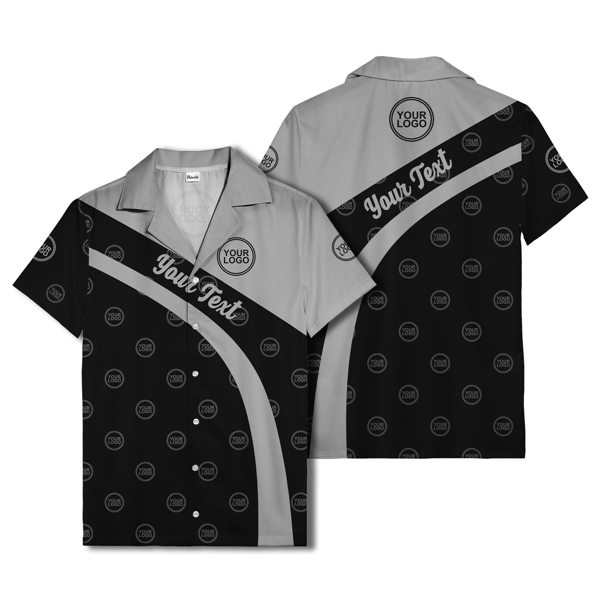 diagonal black stripe custom logo personalized hawaiian shirt