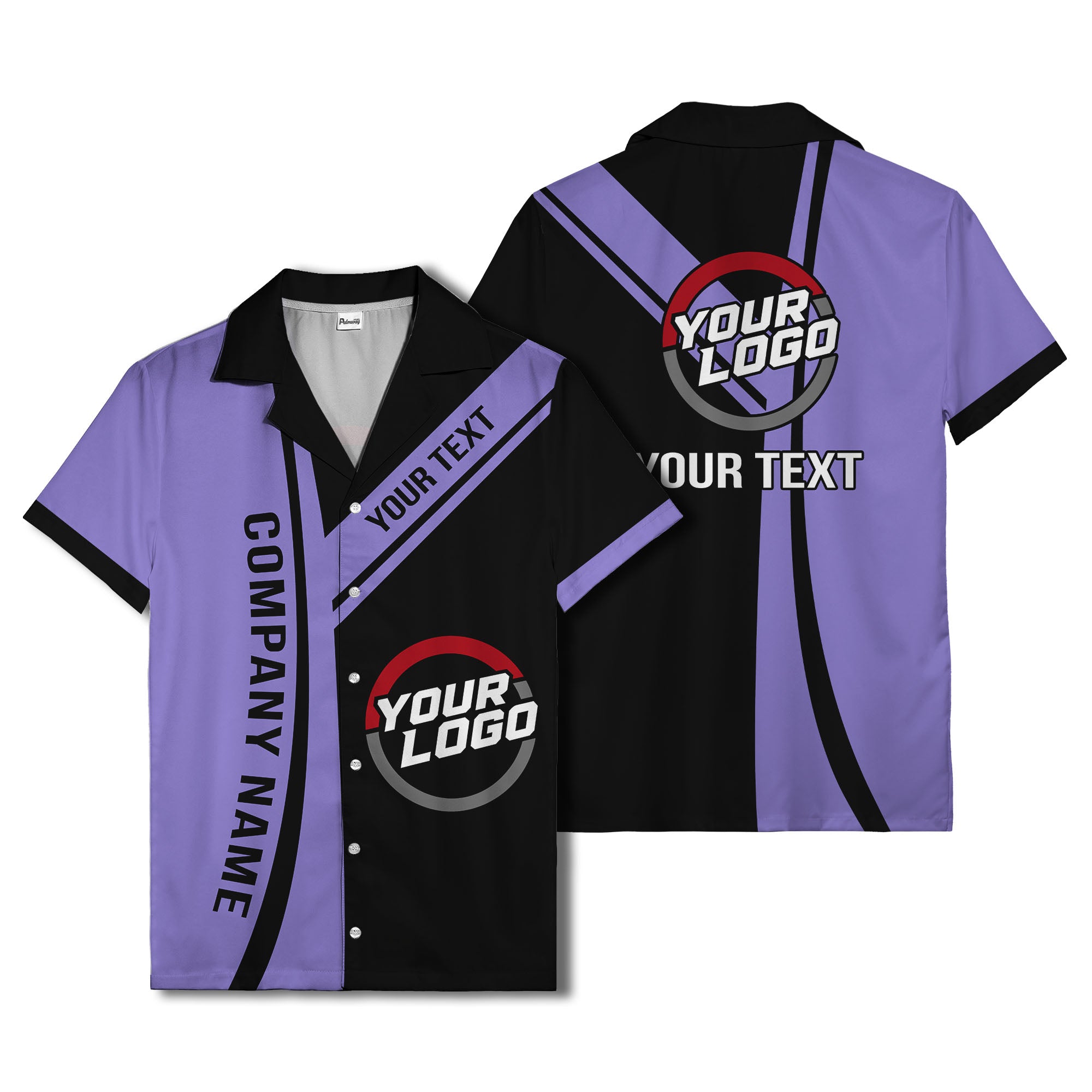 diagonal stripe custom logo company name hawaiian shirt for teams