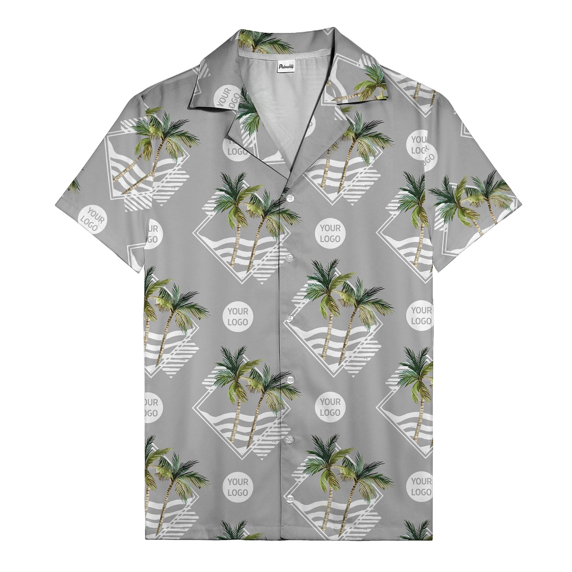 diamond waves & palm trees graphic hawaiian shirt for men