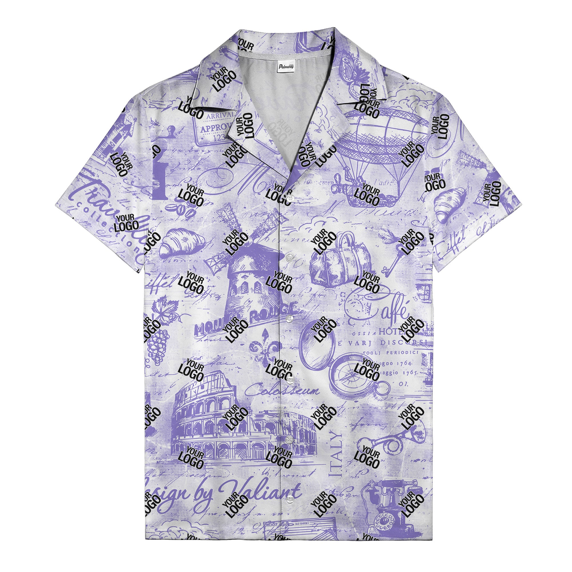 eiffel tower colosseum coffee sketch vintage travel hawaiian shirt