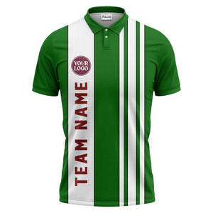 Geometric Maroon Black White Striped Team Polo Shirt With Custom Text Panel