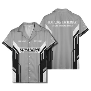 geometric stripes & custom text aloha hawaiian shirt for men