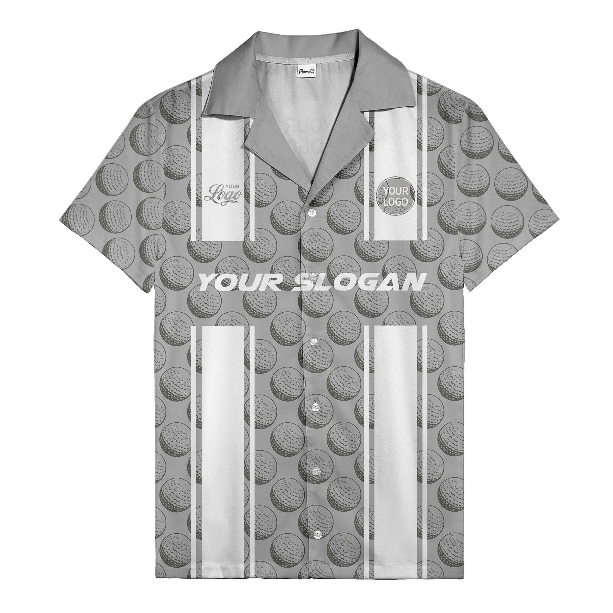 golf ball & white stripe repeat hawaiian shirt for golfers