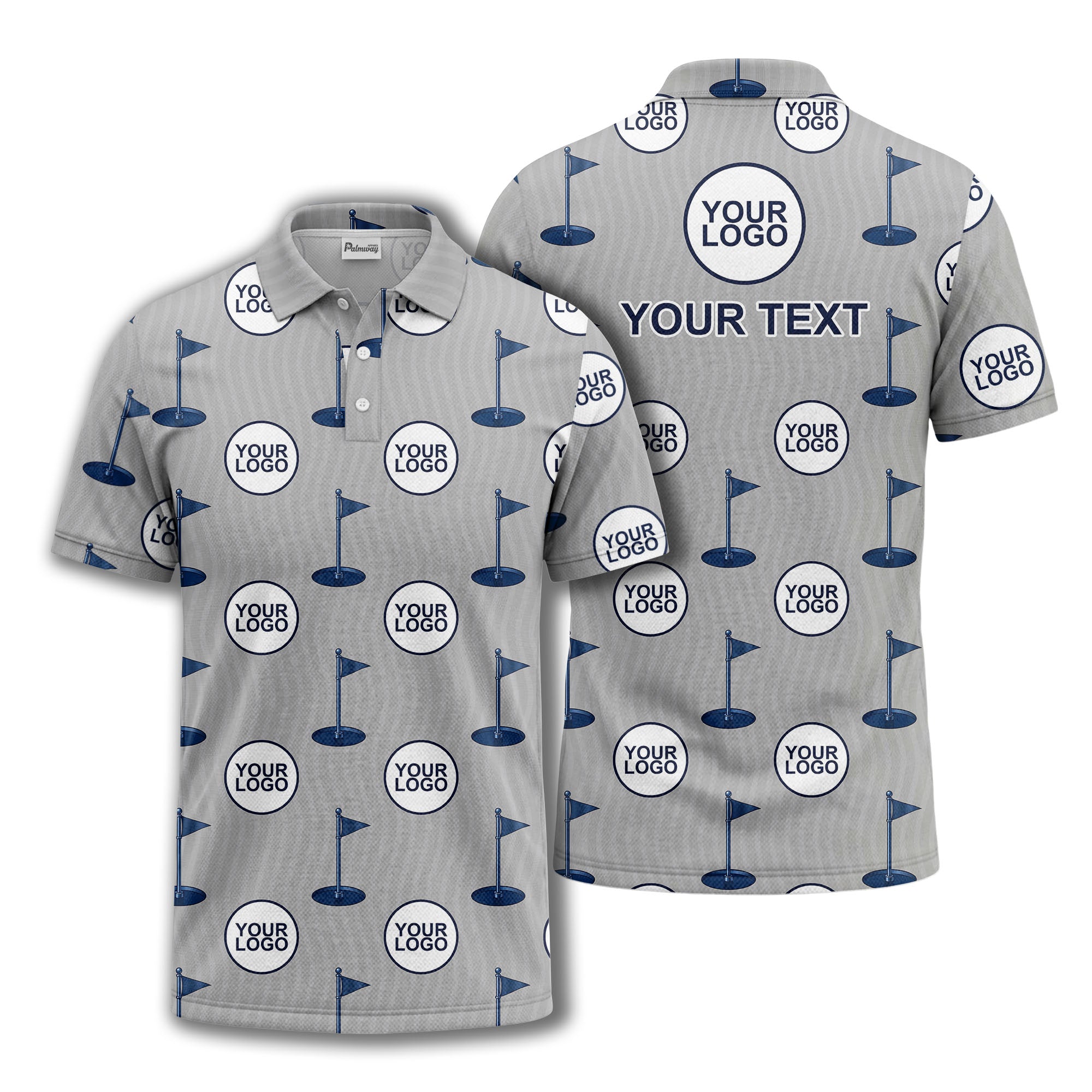 golf flag logo repeat pattern country club golf polo shirt
