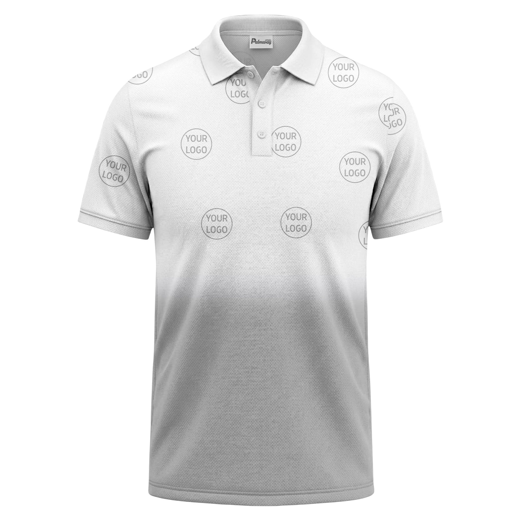 gradient black white custom logo repeat polo shirt