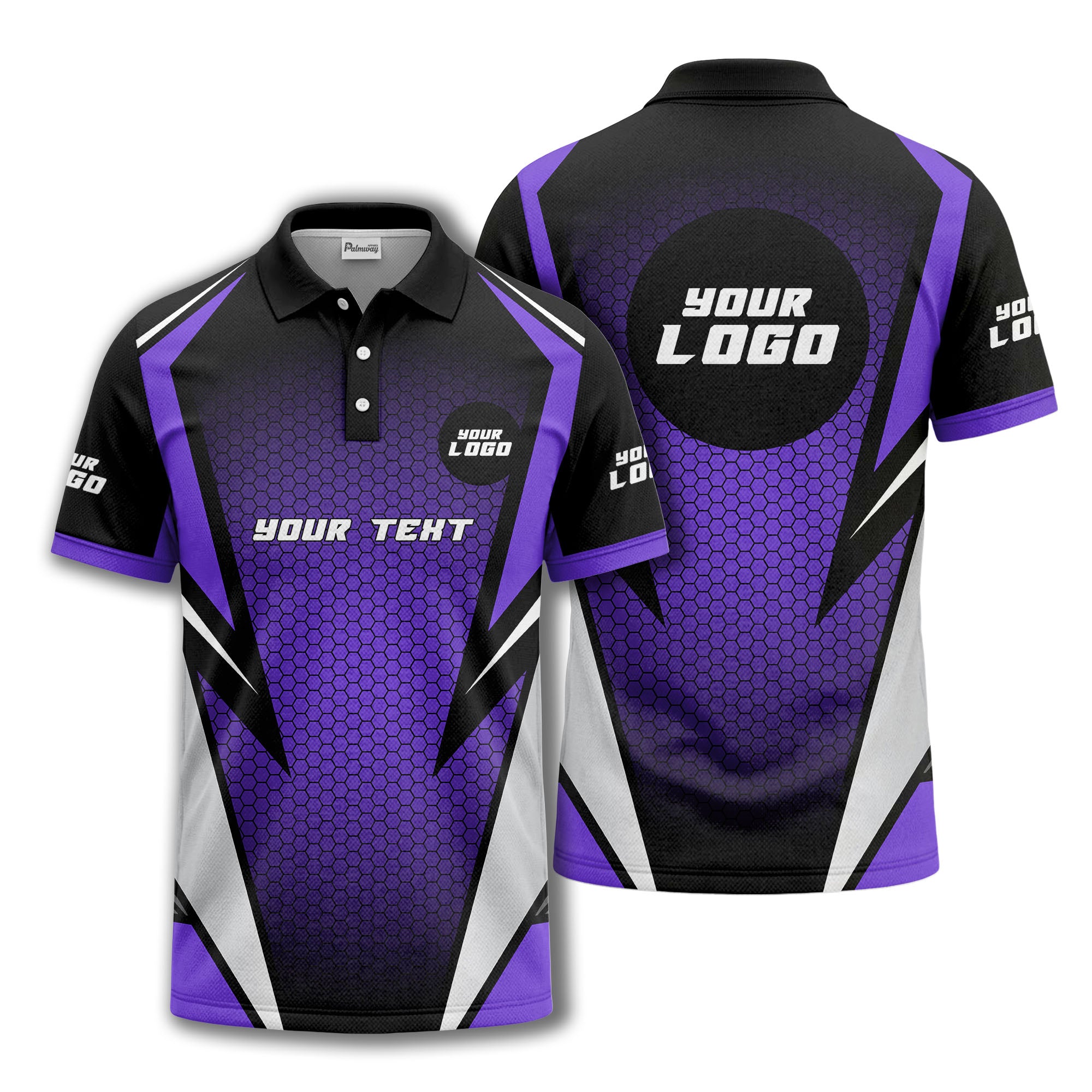 hexagonal grid geometric lines modern tech-inspired polo shirt