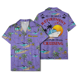 island paradise palm trees & sailboats sunset hawaiian shirt
