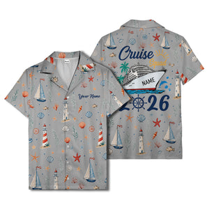 lighthouses sailboats seashells watercolor nautical hawaiian shirt for men