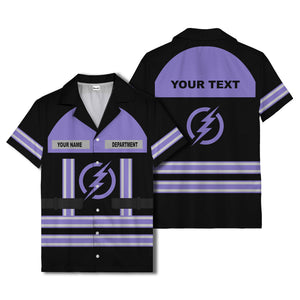 lightning bolt superhero uniform patch hawaiian shirt for men