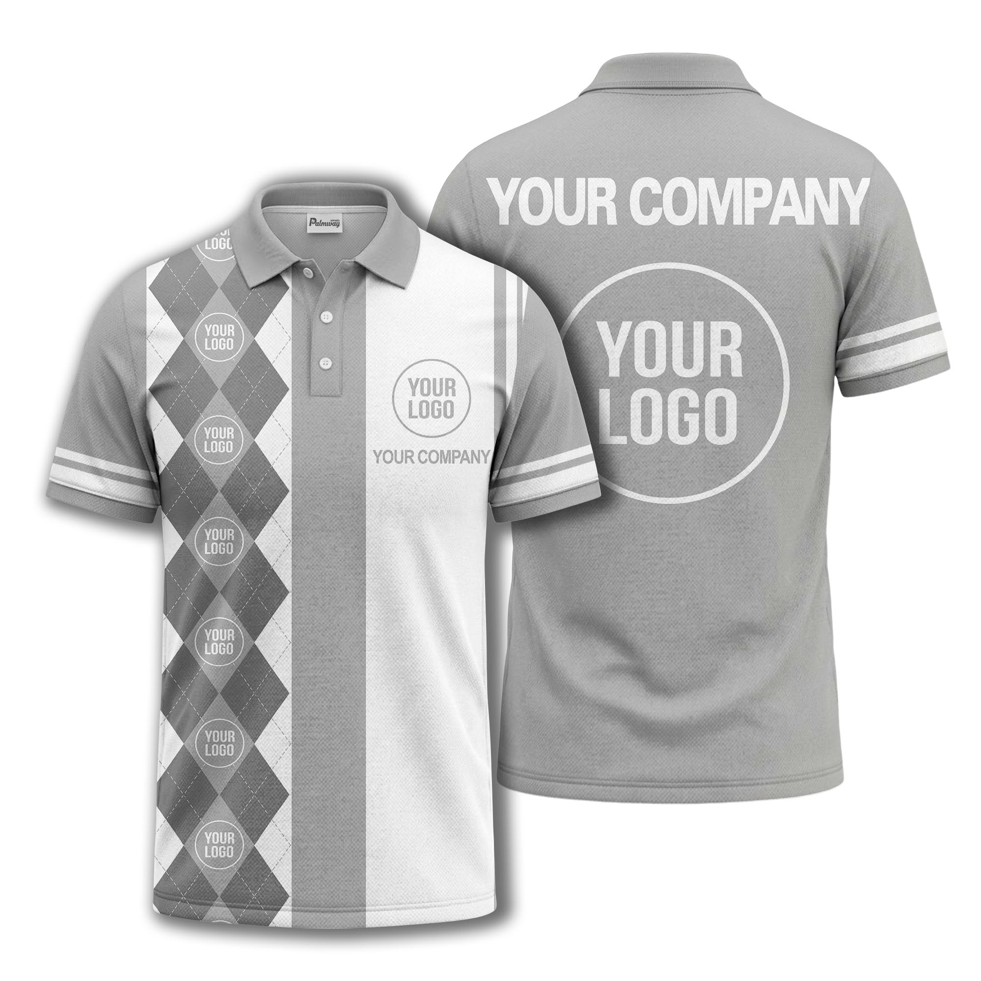 monochrome argyle diamond & custom logo polo shirt