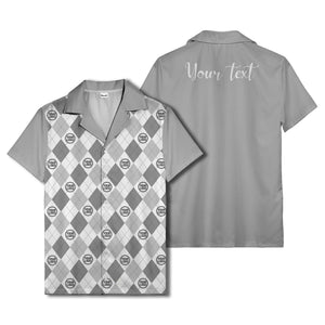 monochrome argyle diamonds golf logos hawaiian shirt