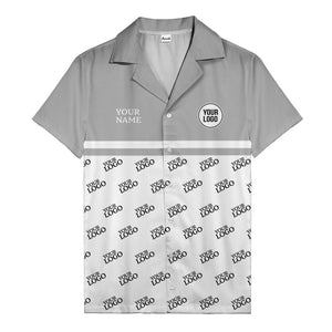 monochrome custom logo repeat hawaiian shirt for men