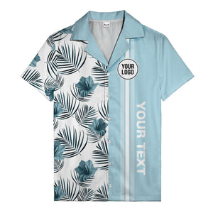 jet black monochrome tropical floral leaves hawaiian shirt for men