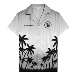 monochrome palm tree gradient silhouette hawaiian shirt for men