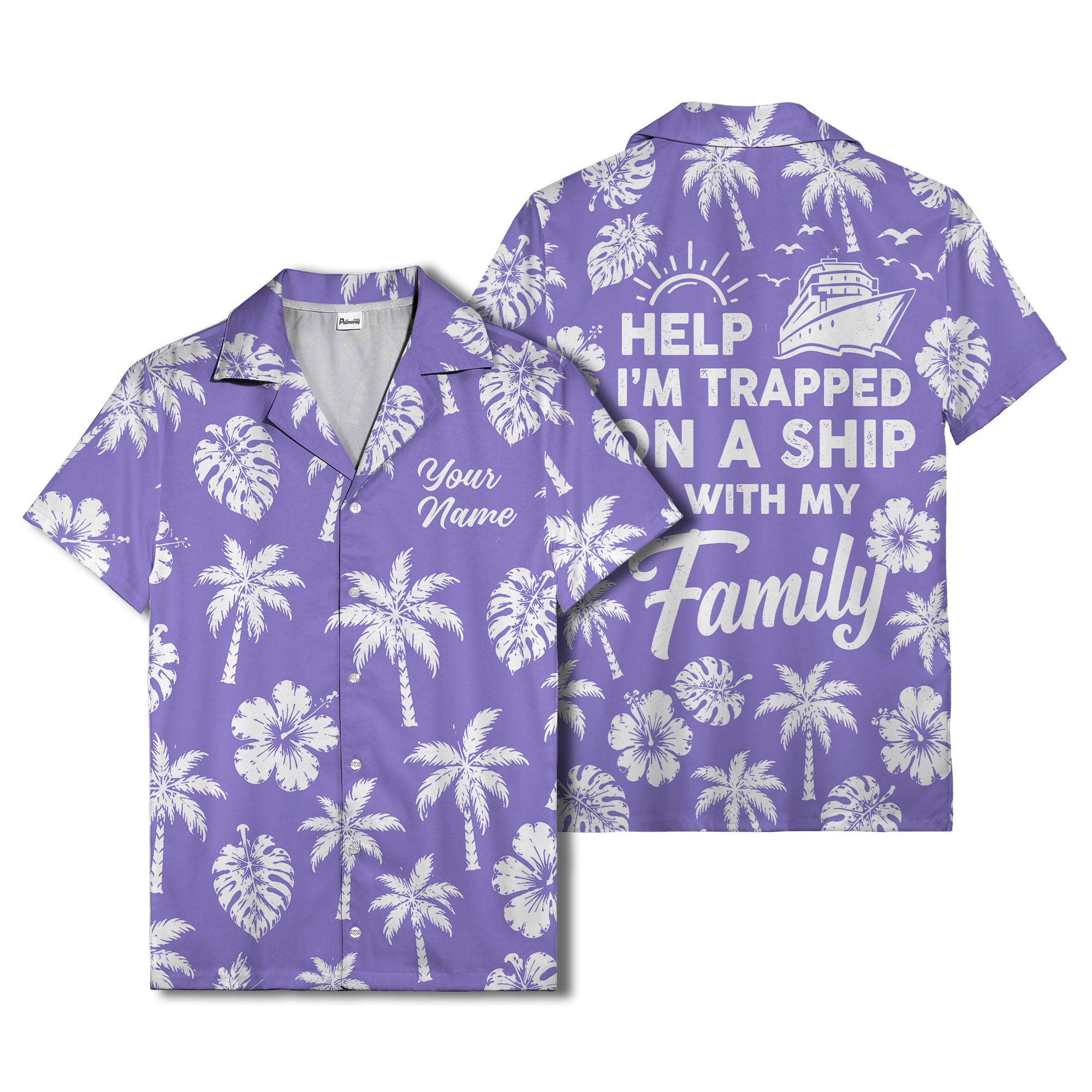 monochrome palm trees and hibiscus hawaiian shirt for men