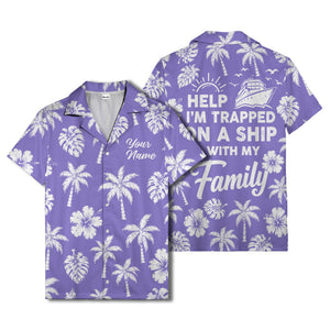 monochrome palm trees and hibiscus hawaiian shirt for men