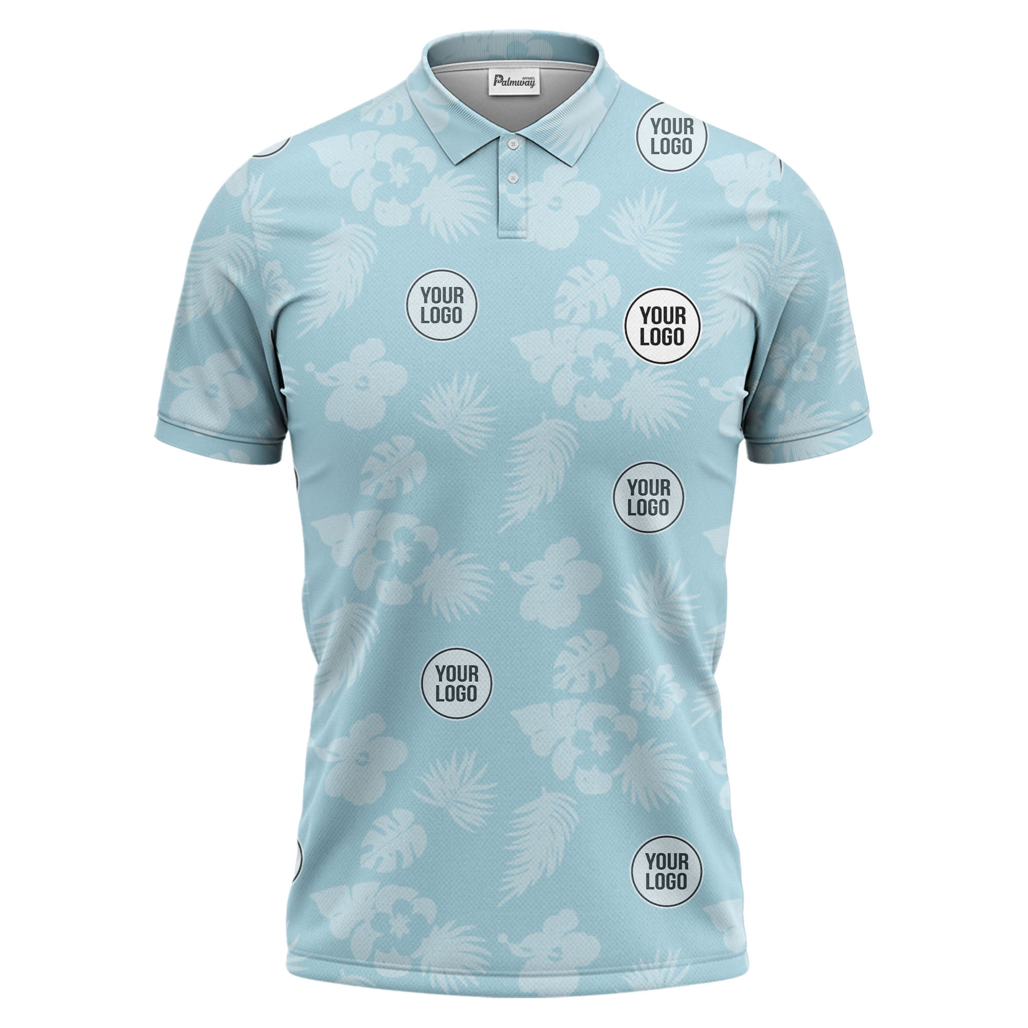 illustrated monochrome tropical flowers and leaves polo shirt for men