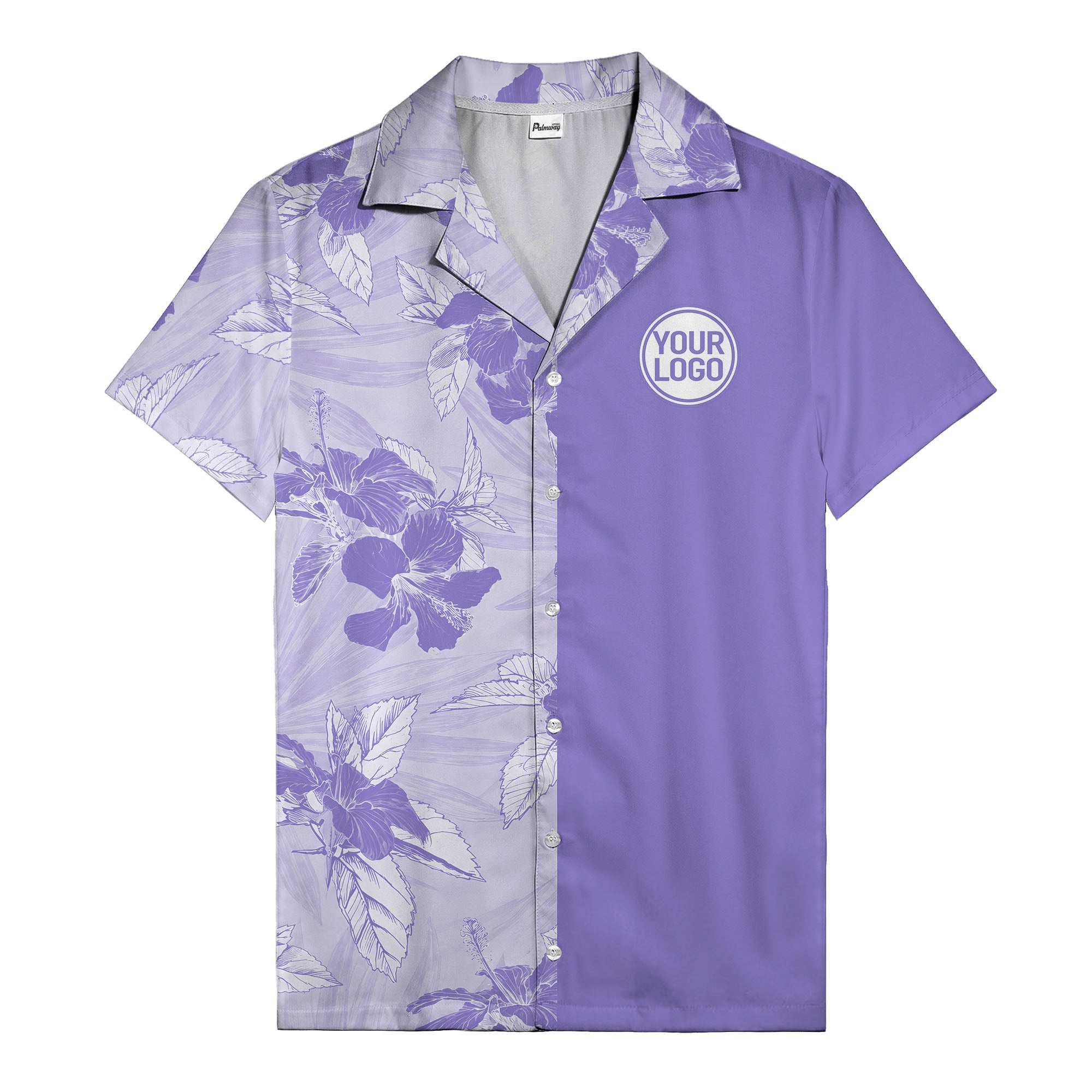 monochrome watercolor hibiscus and leaf repeat hawaiian shirt