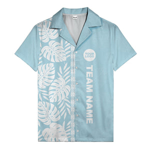 monstera leaf repeat black white graphic hawaiian shirt for men