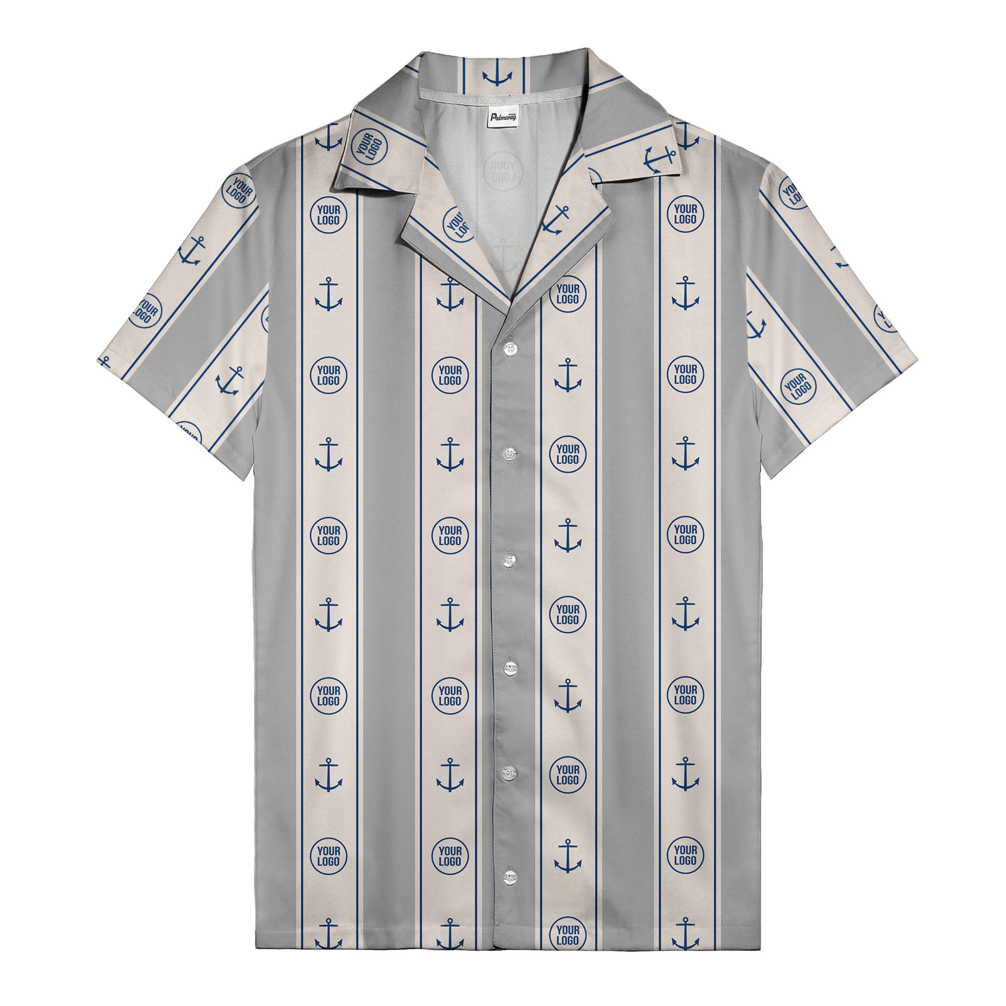 nautical anchors & custom logo repeat hawaiian shirt for men