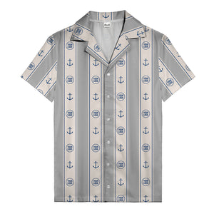 nautical anchors & custom logo repeat hawaiian shirt for men