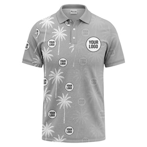 palm trees & custom logo circle repeat graphic polo shirt