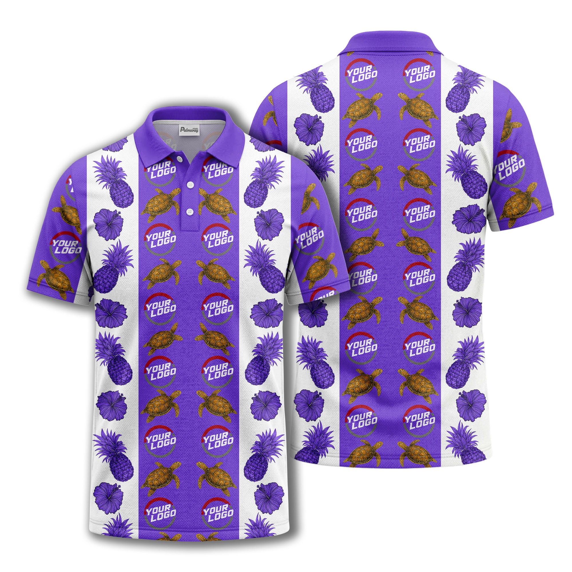 pineapple sea turtle hibiscus custom logo polo shirt