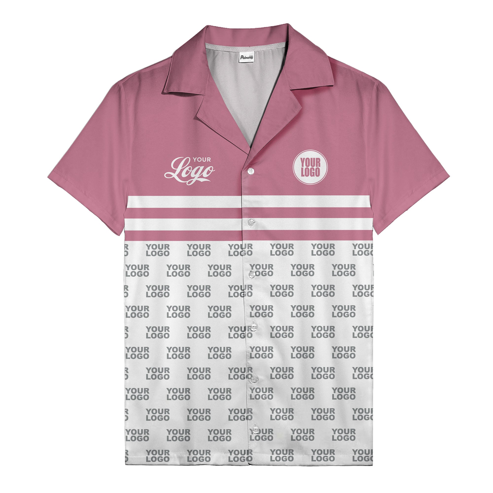 repeating customizable logo hawaiian shirt personalized text aloha button down shirt
