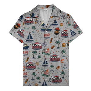 sailboats anchors ship wheels hamburger shrimp steak grill tools hawaiian shirt for men