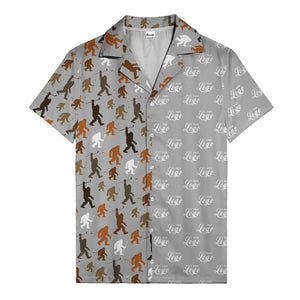 sasquatch golfers swinging clubs cartoon black hawaiian shirt for men