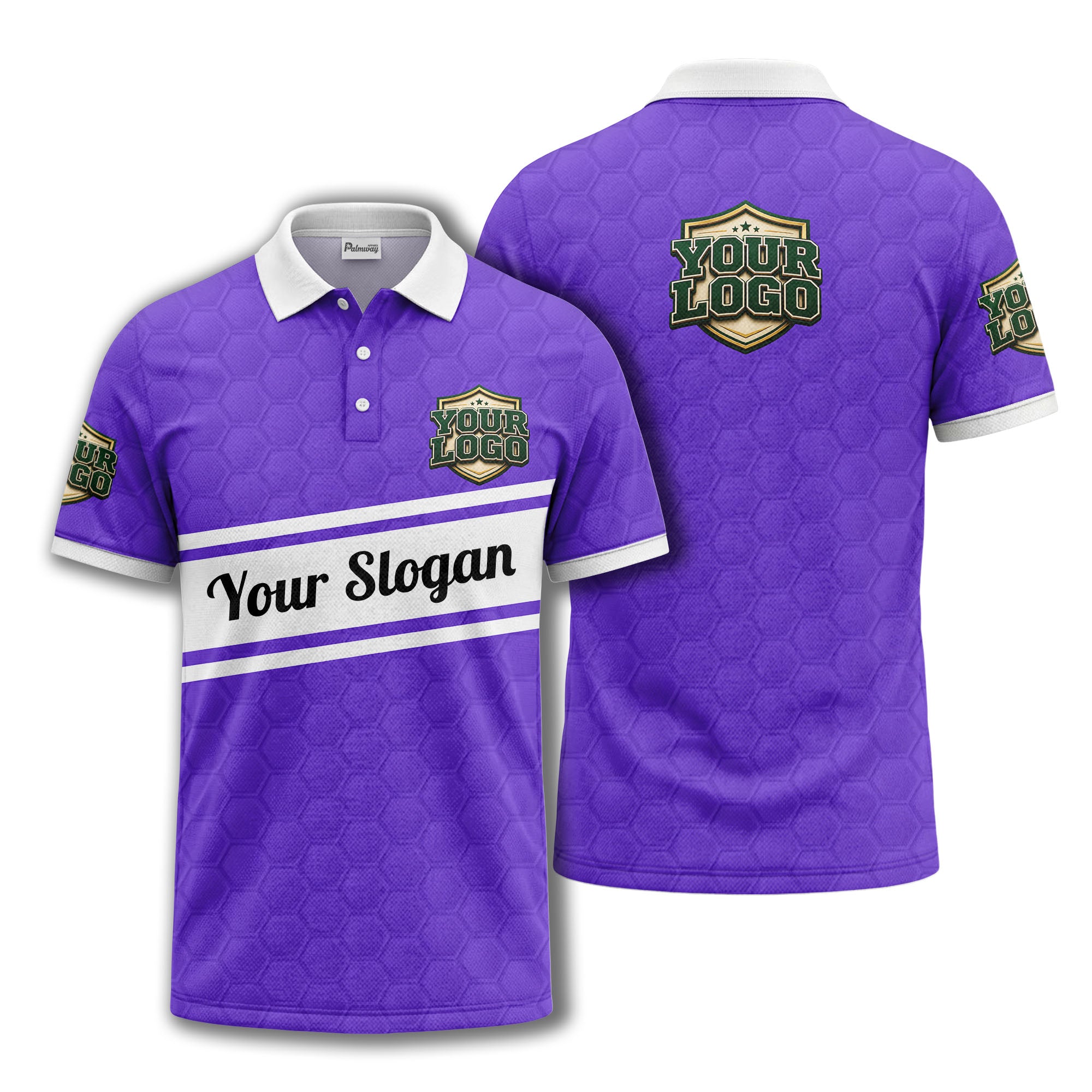 shield logo stars hexagon pattern polo shirt for men