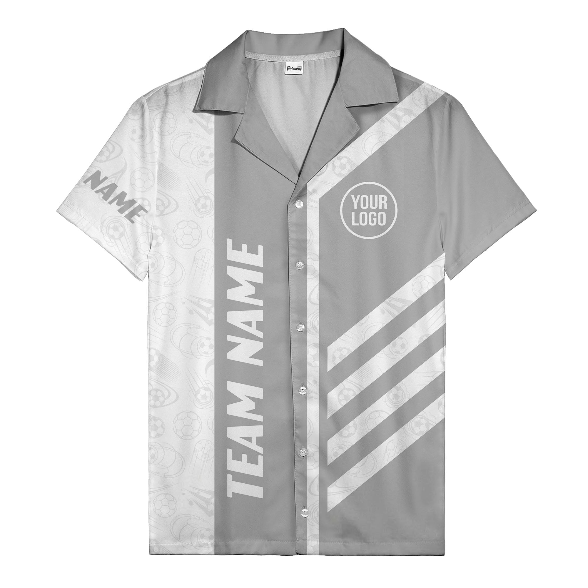 soccer ball goalpost repeat black white sports hawaiian shirt