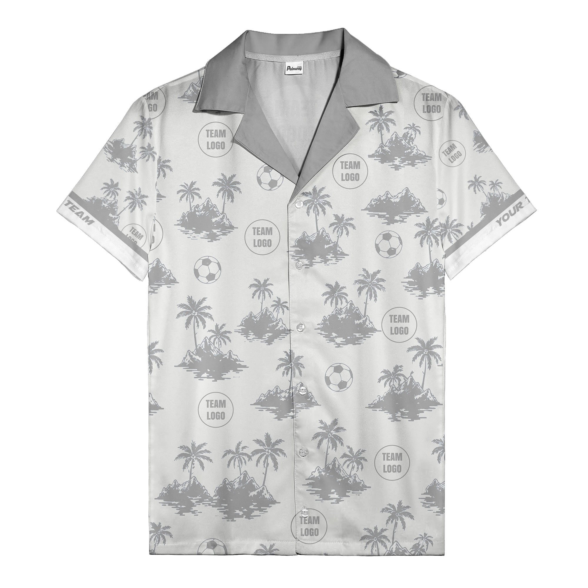 soccer balls & palm trees island repeat black white hawaiian shirt