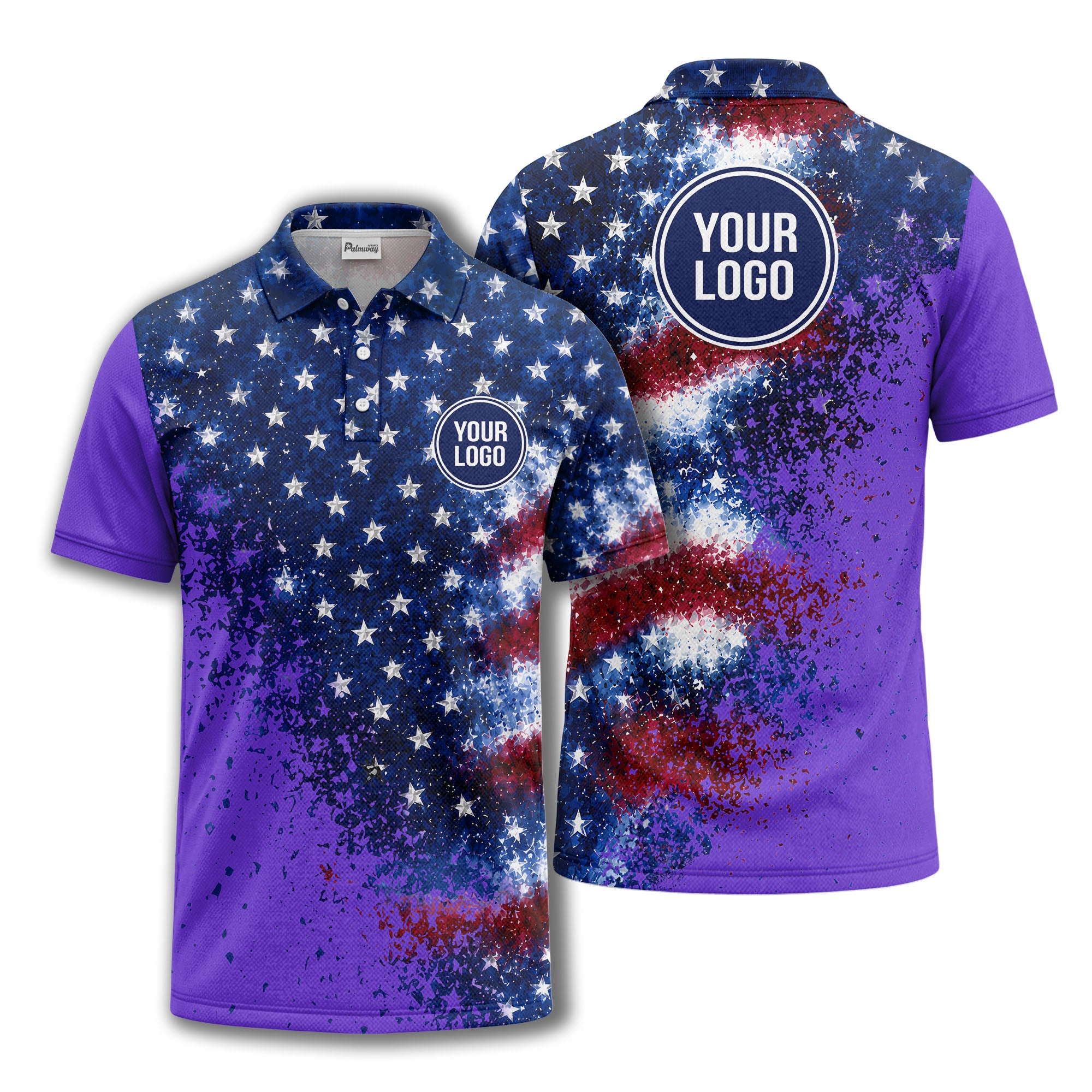 stars & stripes american flag all over print polo shirt
