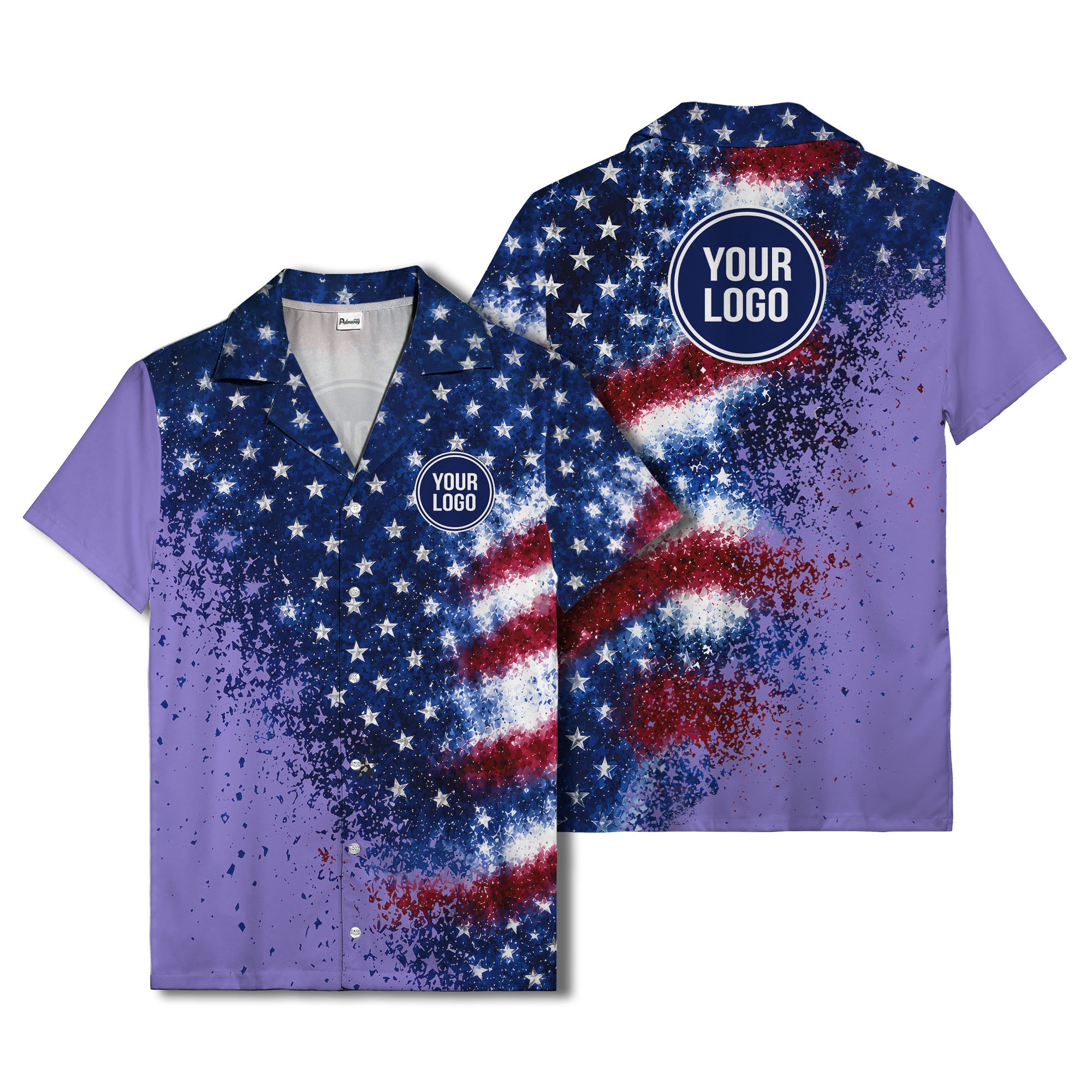 stars & stripes watercolor splash patriotic hawaiian shirt