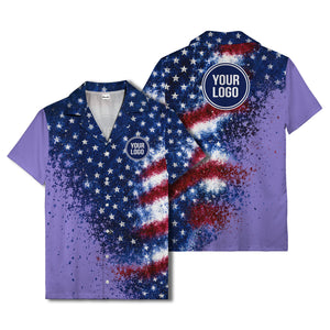 stars & stripes watercolor splash patriotic hawaiian shirt