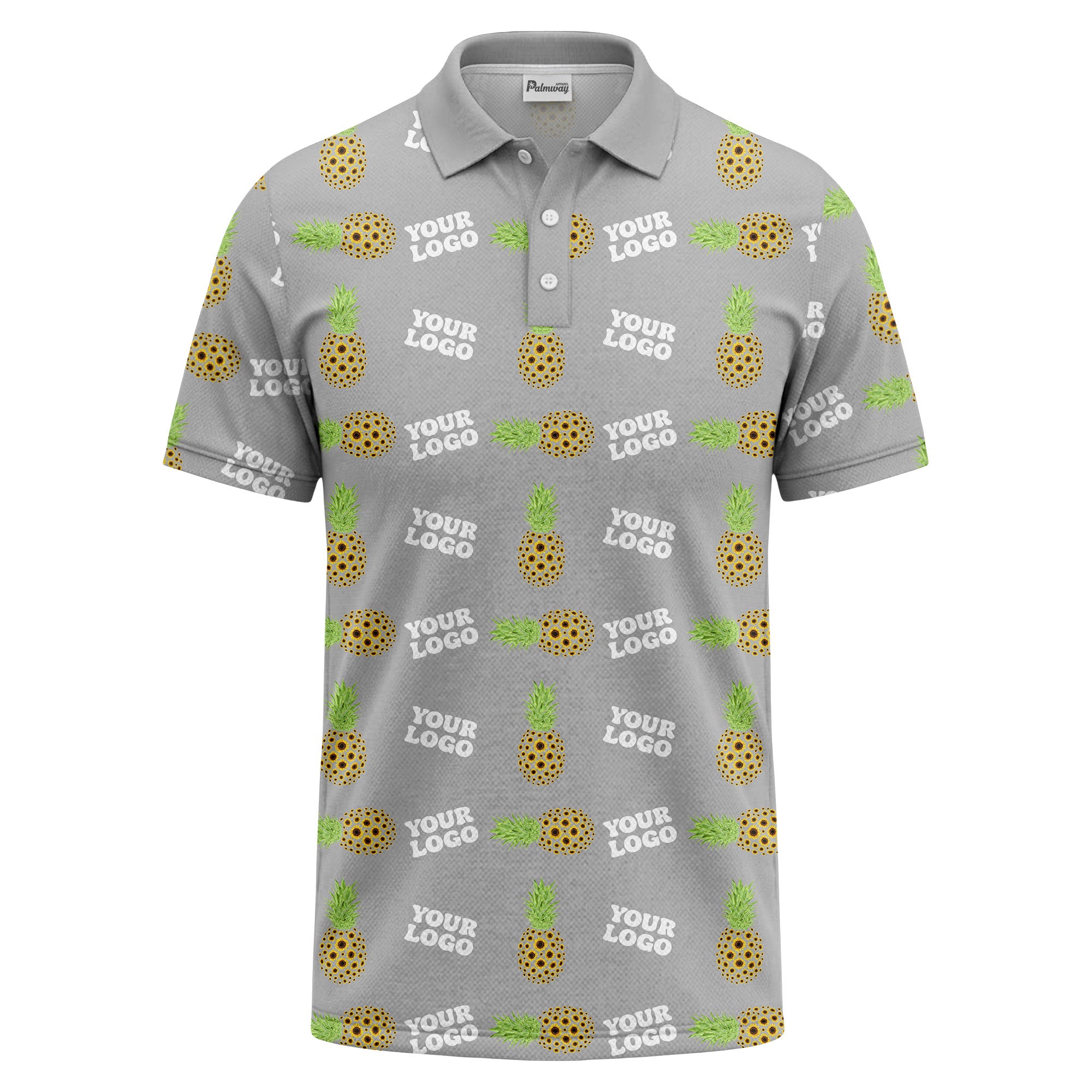 sunflower pineapple repeat custom logo polo shirt for beach days
