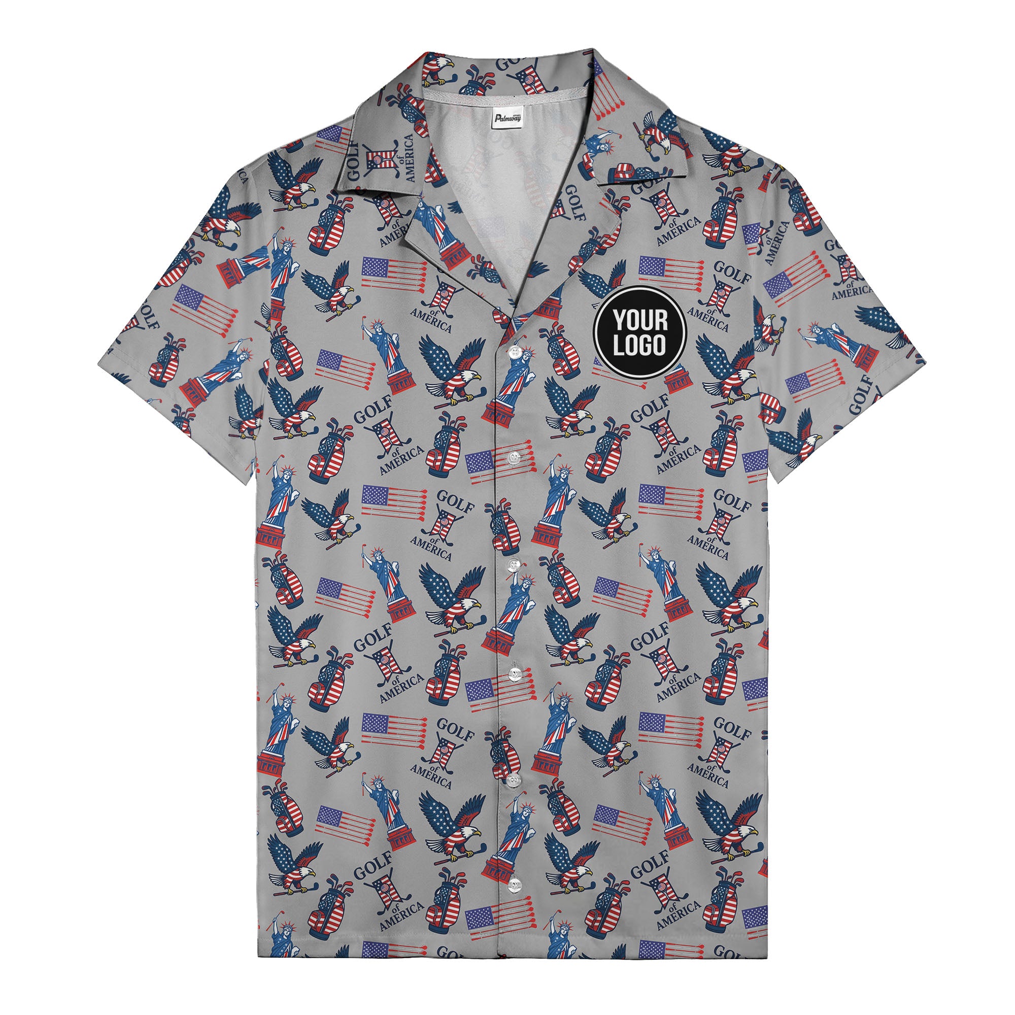 vintage 50s bald eagles & statue of liberty golf hawaiian shirt