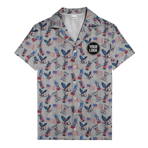 vintage 50s bald eagles & statue of liberty golf hawaiian shirt