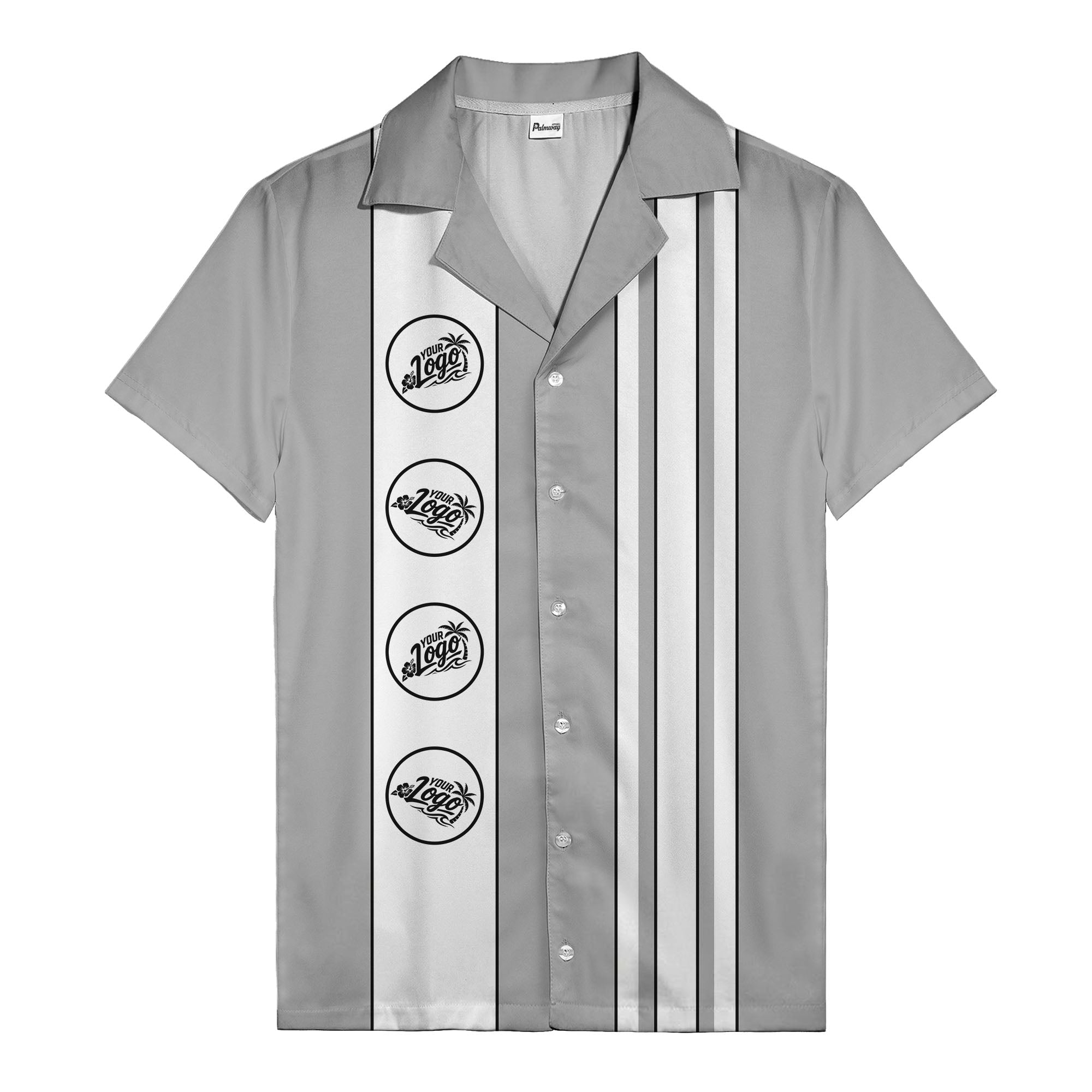 Vintage Black & White Bowling Circles Geometric Hawaiian Shirt For Men