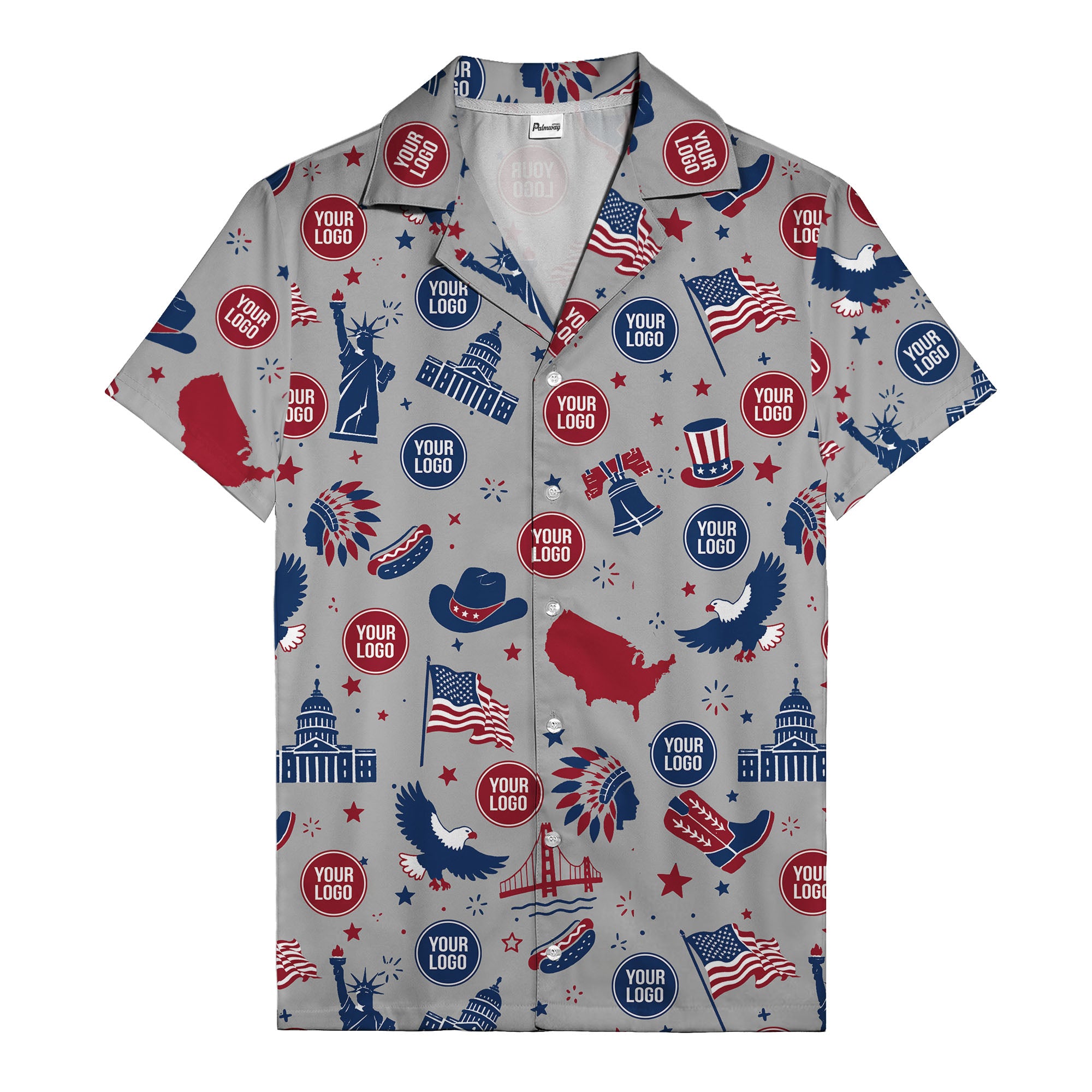 vintage cartoon statue of liberty & eagles patriotic hawaiian shirt