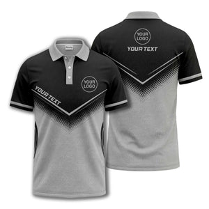 v-shape geometric halftone gradient golf polo shirt for men