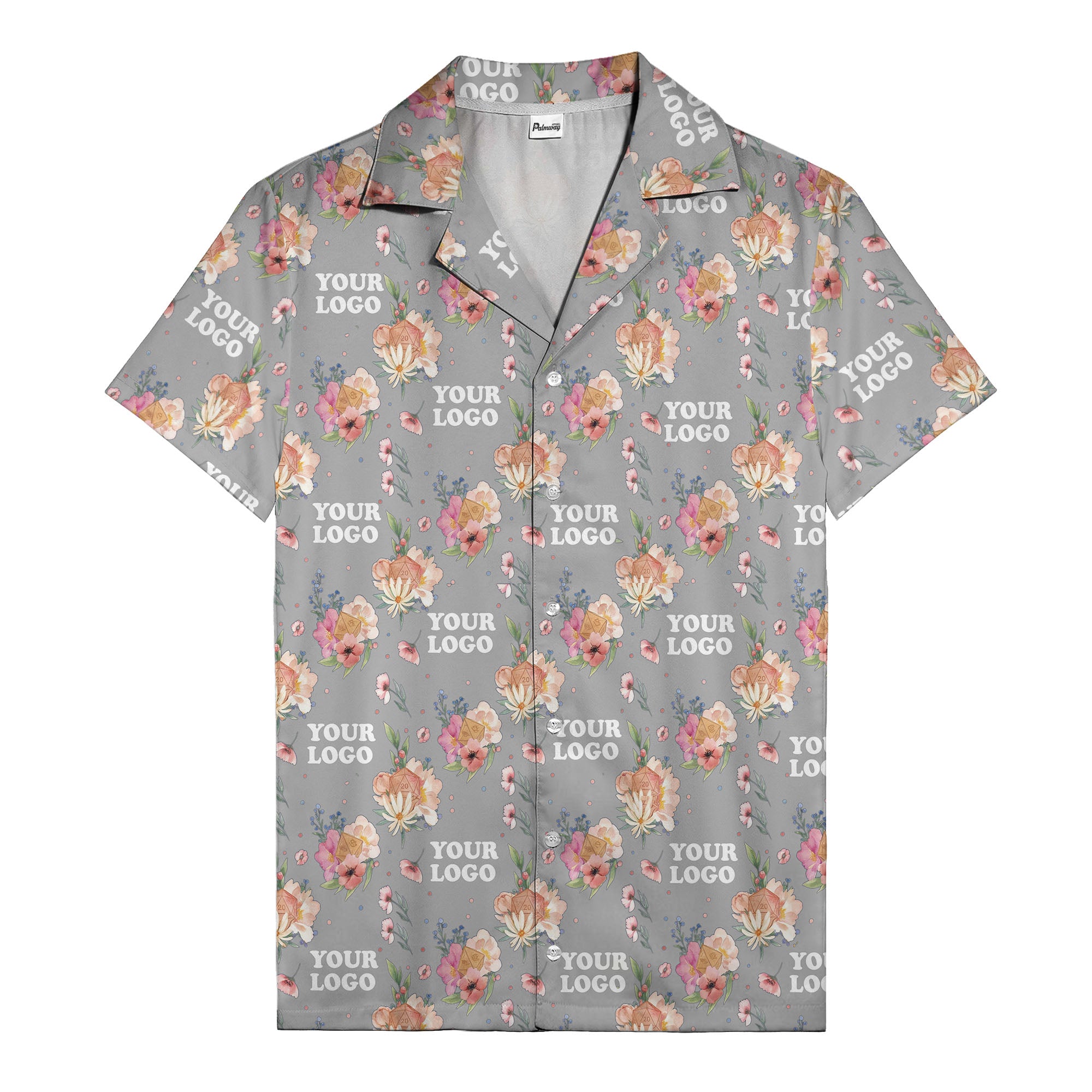 watercolor floral d20 dice hawaiian shirt with custom logo space