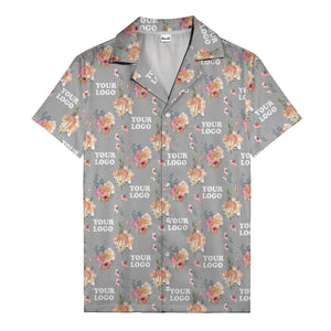 watercolor floral d20 dice hawaiian shirt with custom logo space