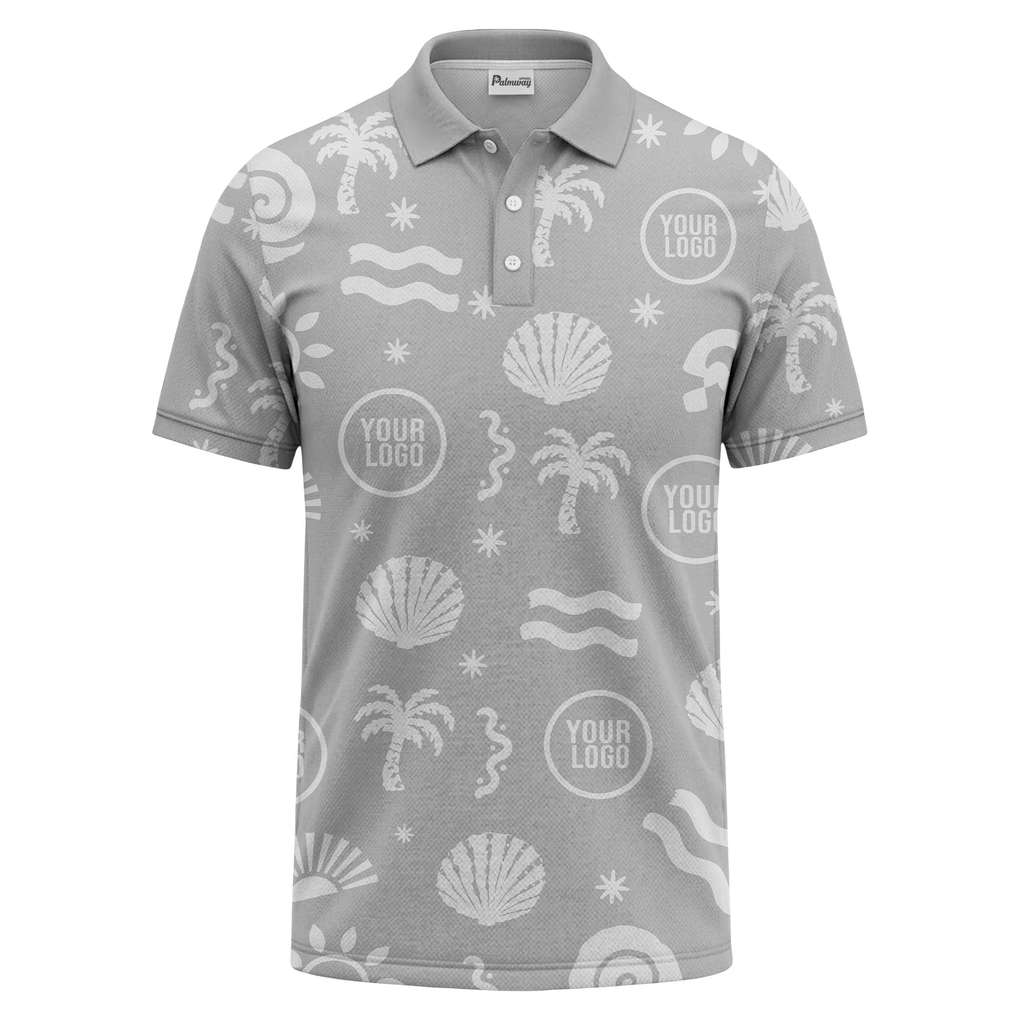 watercolor palm trees seashells waves polo shirt for beach vacation