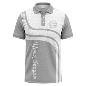 wave hexagon graphic golf polo shirt with custom logo
