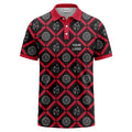 Custom Pizza Polo Shirt – Red & Black Flame Pizza Pattern Personalized Logo Polo