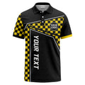 Men’s Personalized Racing Check Polo – Custom Logo and Text Design